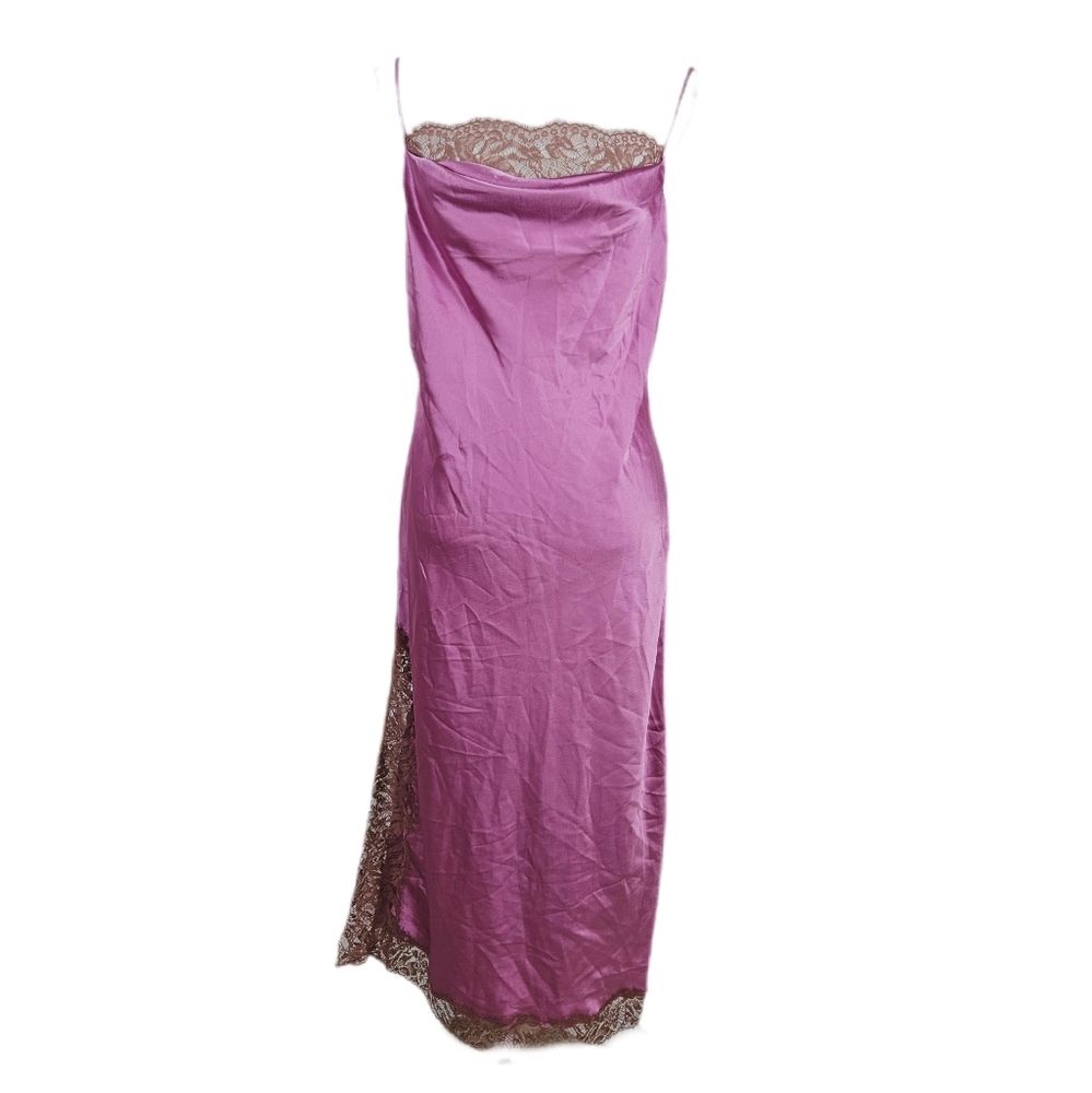 Y2k Victorias Secret Slip Dress Nightgown Midi Adjustable Fushia Lace Dainty L